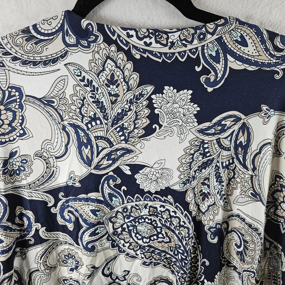 J. Jill Wearever T-Shirt Paisley Print Navy Blue Women's Size Large Petite - Picture 11 of 12